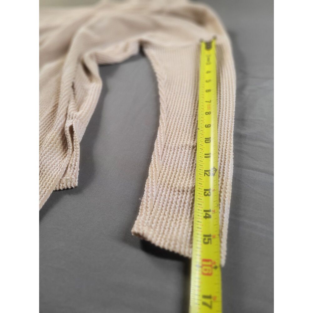 P.S. Kate Beige Waffle Knit Drawstring Hoodie Top